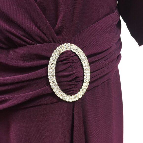 R&M Richards Woman Purple Evening Dress Formal Party Ruched Rhinestone Size 20W - Picture 3 of 16